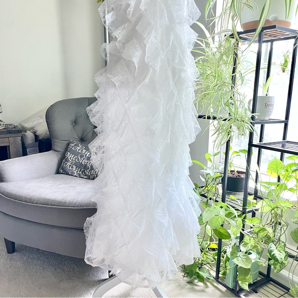 BHLDN Jia Bias-Cut Lace Ruffled V-Neck Gown White Bridal Slip Dress NWT 6 - Picture 10 of 16